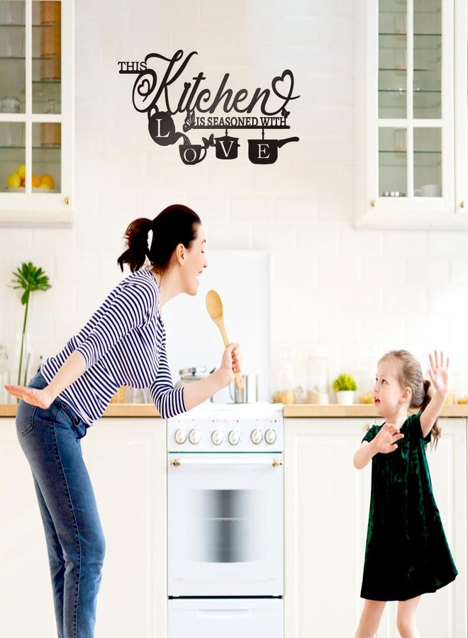 KOYILTD Black Metal Kitchen Wall Art This Kitchen is Seasoned with Love Black Kitchen Signs Wall Decor Cute Kitchen Wall Decor Sign Farmhouse Dining Room Decoration (Relaxing) - Image 2